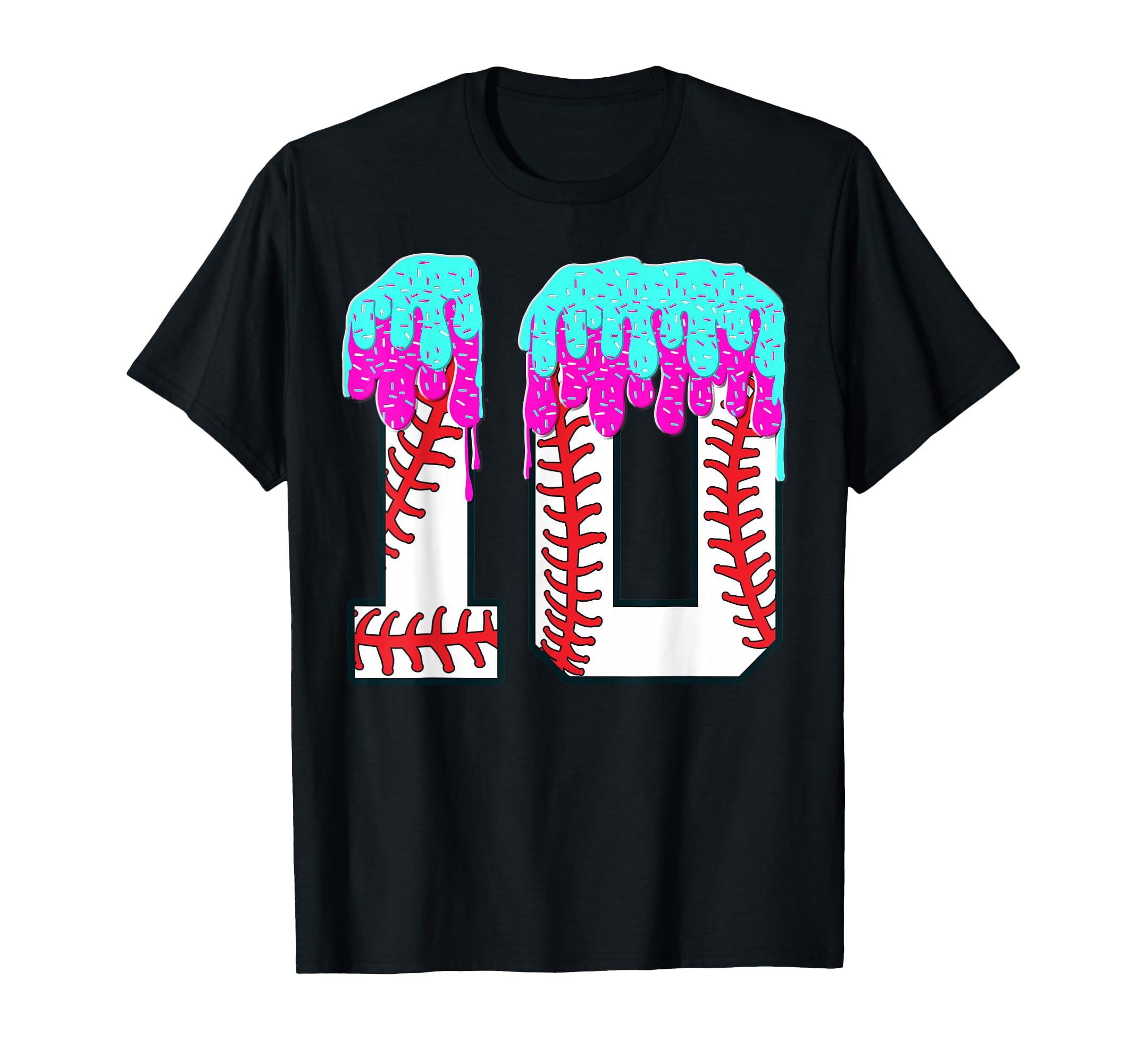 Baseball Drip 10 Year Old 10Th Birthday T-Shirt - Graphic Print Men Women - T-Shirt, Sweatshirt, Hoodie