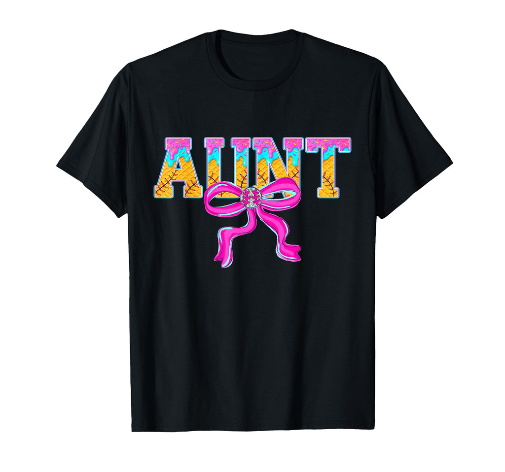 Baseball Aunt Ice Cream Drip Game T-Shirt - Casual Everyday Wear Unisex - T-Shirt, Sweatshirt, Hoodie
