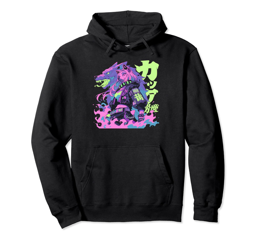 Goth Grunge Demon Anime Furry Wolf Hoodie - Aesthetic Graphic for Adults - T-Shirt, Sweatshirt, Hoodie