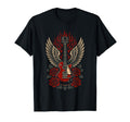 Electric Guitar Wings Roses Rock T-Shirt - Unique Graphic Men Women - T-Shirt, Sweatshirt, Hoodie
