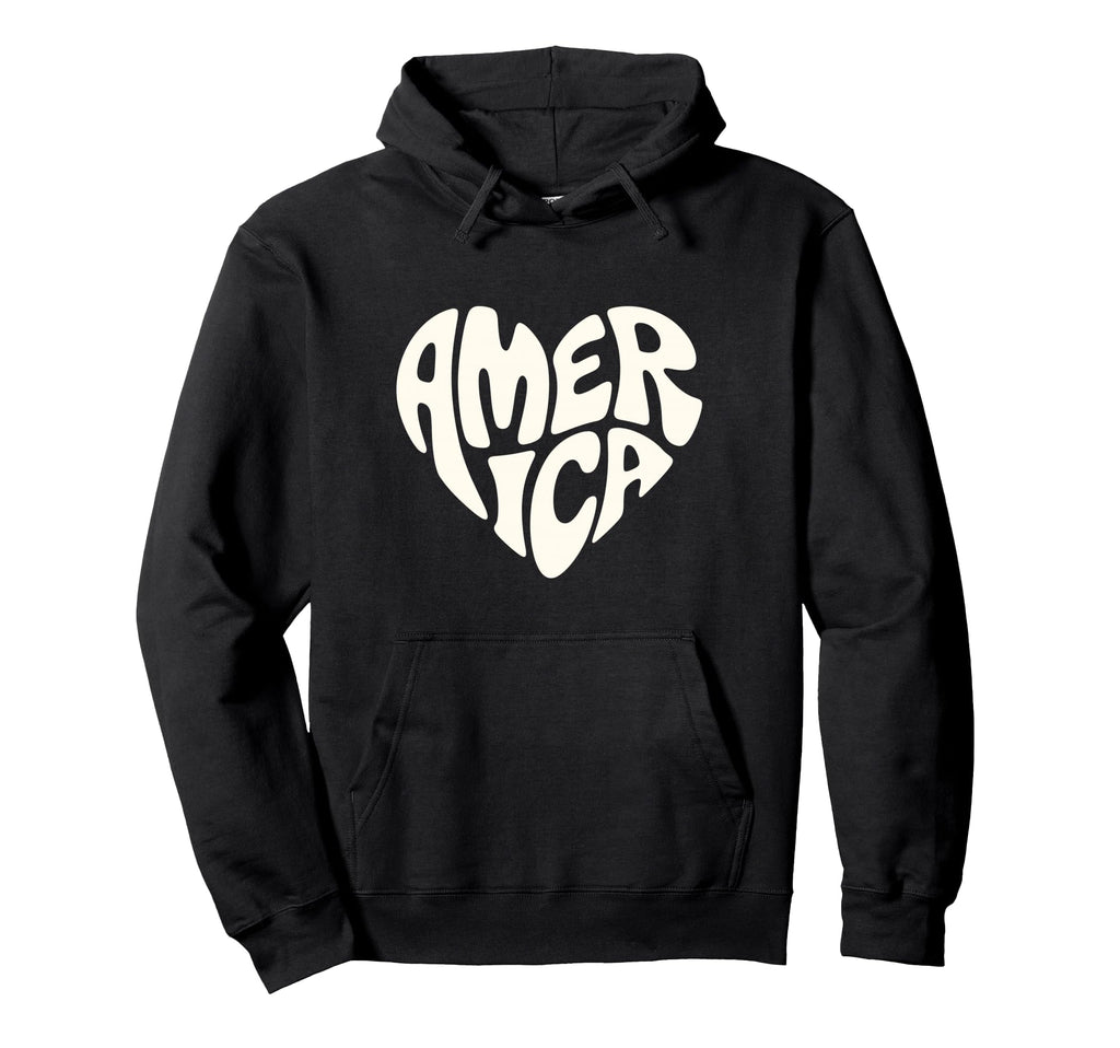 America Bubble Letters Patriotic Hoodie - Trendy Graphic Men Women - T-Shirt, Sweatshirt, Hoodie