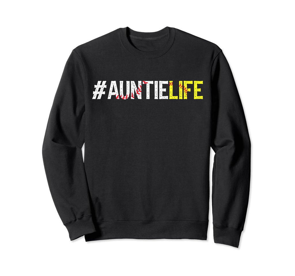 Baseball Softball Auntie Life Sweatshirt - Custom Art Print Unisex - T-Shirt, Sweatshirt, Hoodie
