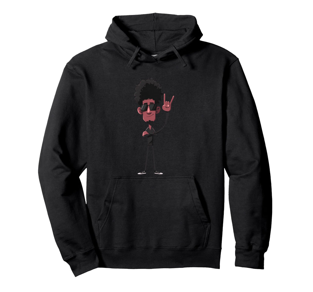 Afro Rock Hand Sign Character Funky Hoodie - Aesthetic Graphic for Adults - T-Shirt, Sweatshirt, Hoodie
