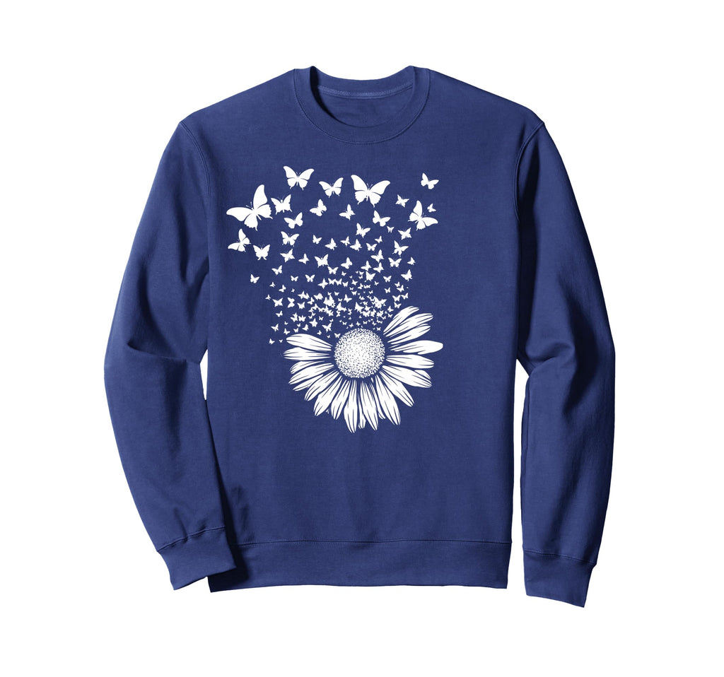 Floral Boho Butterfly Daisy Flower Sweatshirt - Trendy Graphic Unisex - T-Shirt, Sweatshirt, Hoodie
