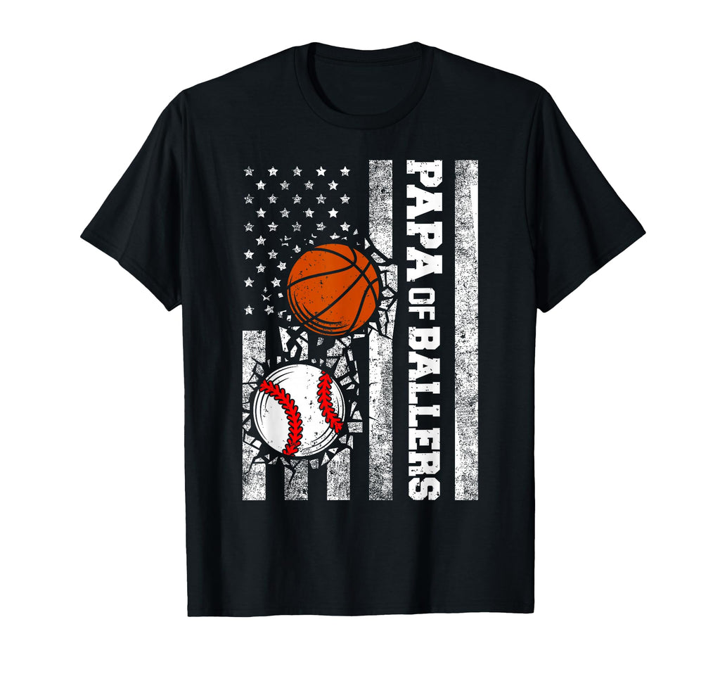 Papa Ballers Funny Usa Flag Baseball T-Shirt - Aesthetic Graphic Unisex - T-Shirt, Sweatshirt, Hoodie