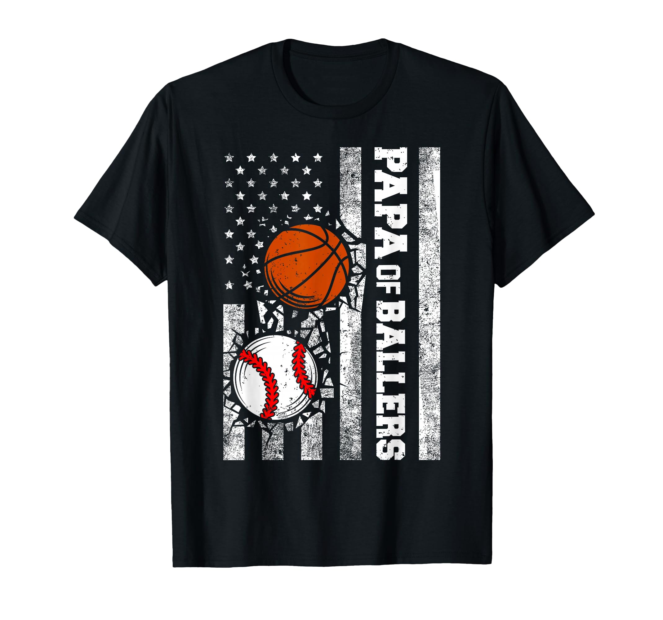 Papa Ballers Funny Usa Flag Baseball T-Shirt - Aesthetic Graphic Unisex - T-Shirt, Sweatshirt, Hoodie