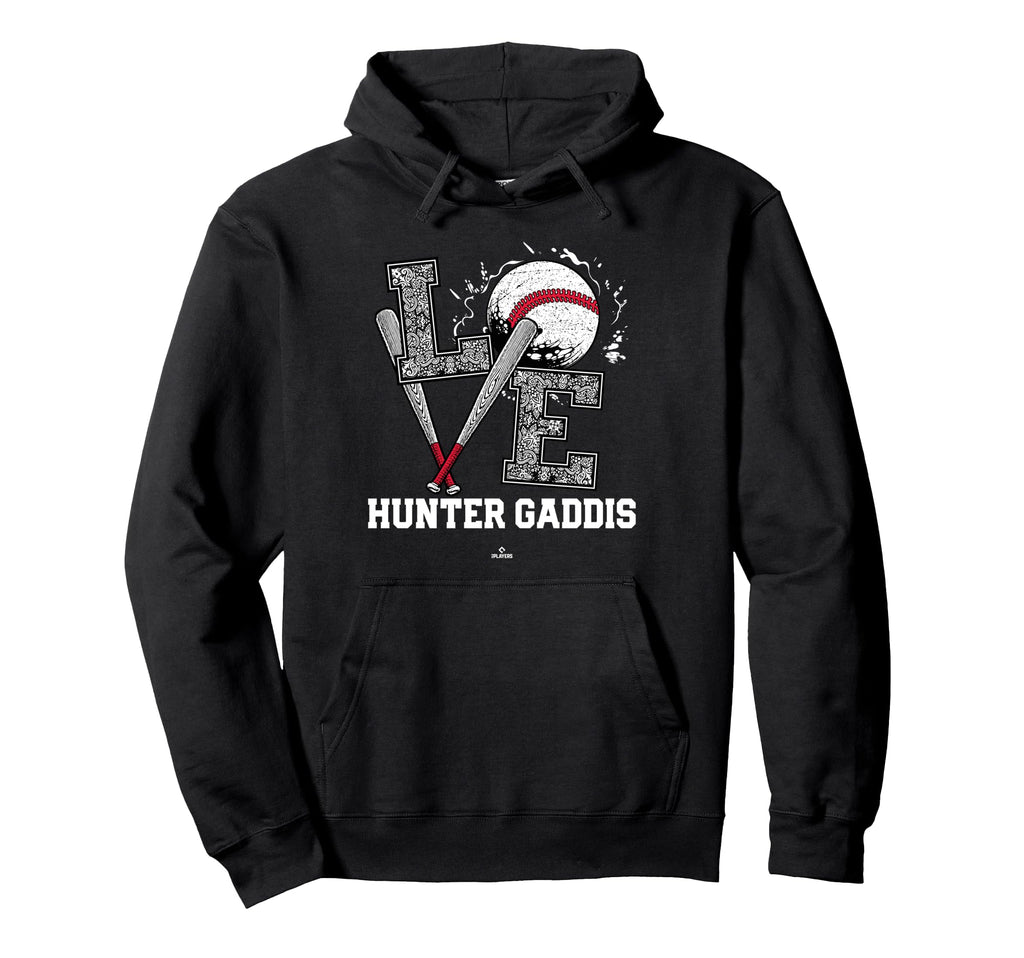 Distressed Baseball Love Hunter Gaddis Hoodie - Trendy Graphic for Adults - T-Shirt, Sweatshirt, Hoodie