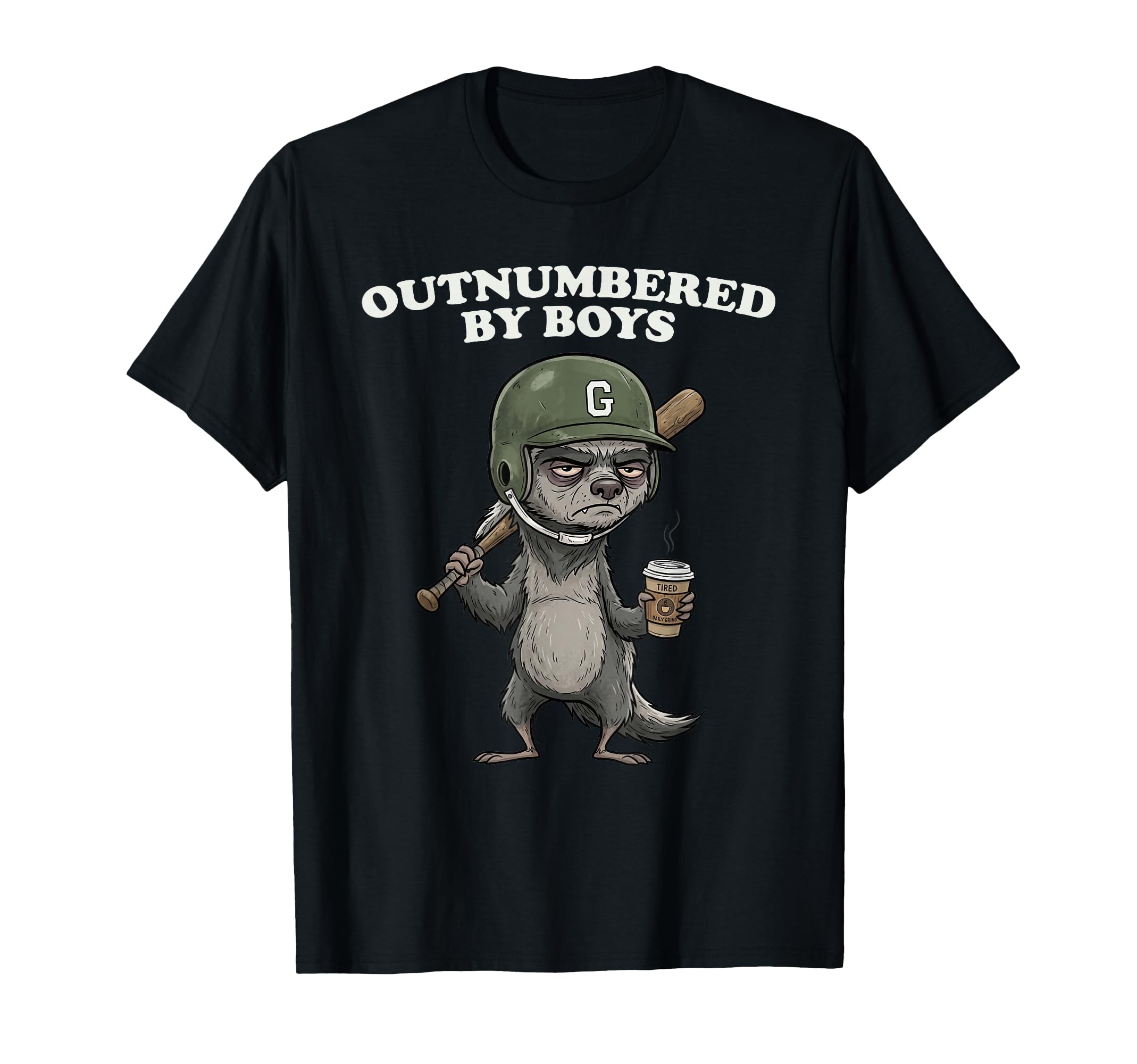 Outnumbered Funny Badger Baseball Mom T-Shirt - Unique Graphic Unisex - T-Shirt, Sweatshirt, Hoodie