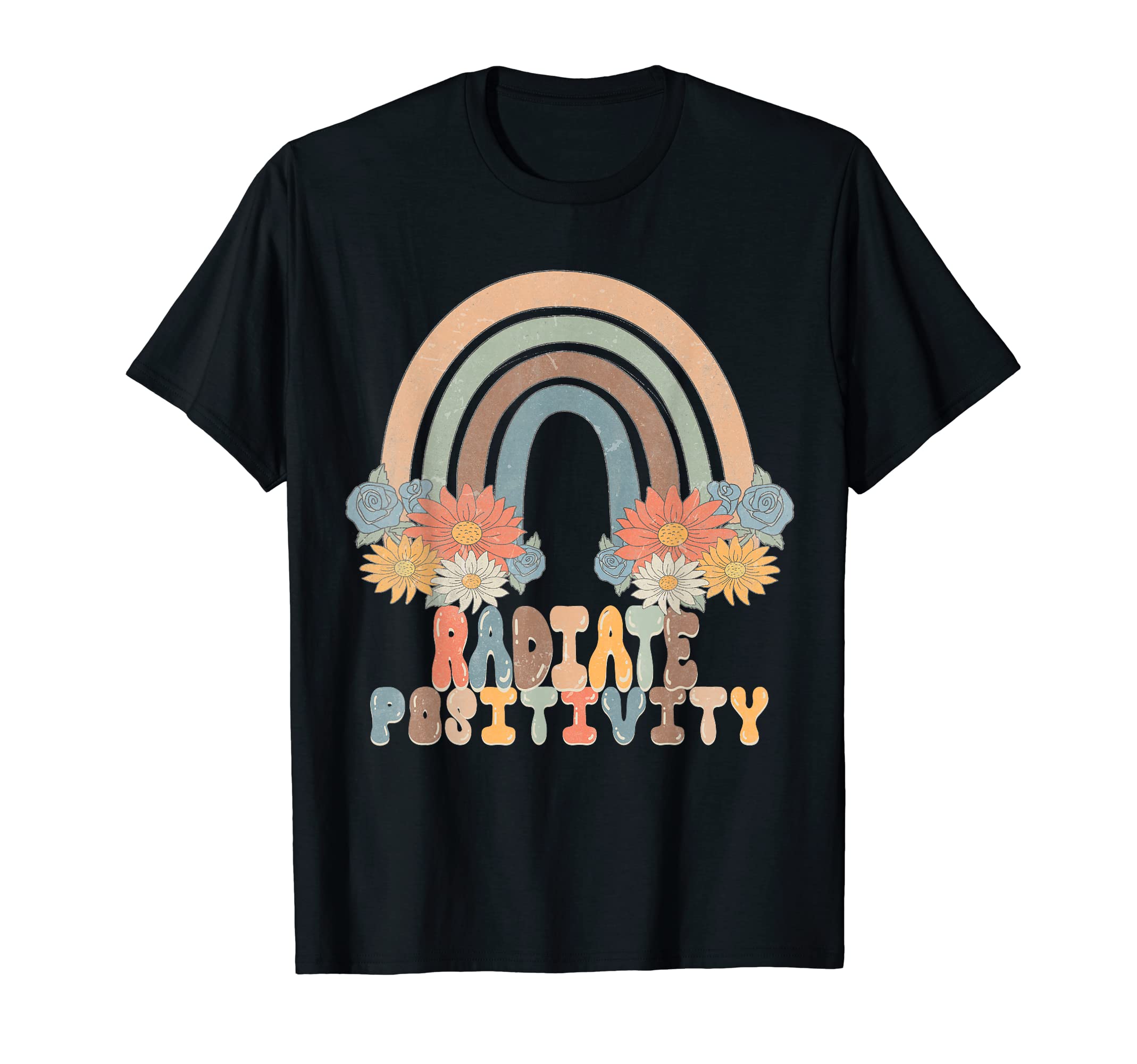 Radiate Positivity Rainbow 80S T-Shirt - Novelty Apparel Men Women - T-Shirt, Sweatshirt, Hoodie