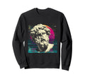 Vaporwave Glitch Art Greek Bust Sweatshirt - Unique Graphic for Adults - T-Shirt, Sweatshirt, Hoodie