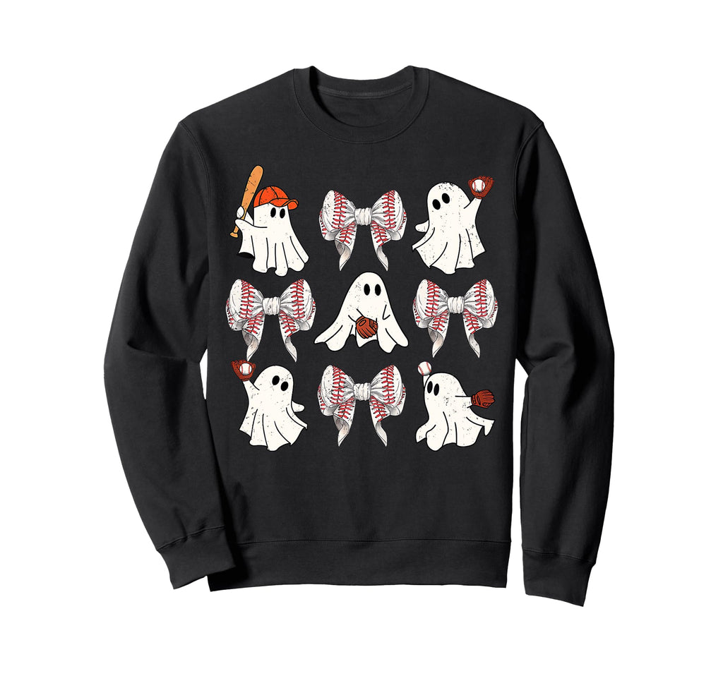 Halloween Baseball Ghosts Baseball Sweatshirt - Unique Graphic Men Women - T-Shirt, Sweatshirt, Hoodie