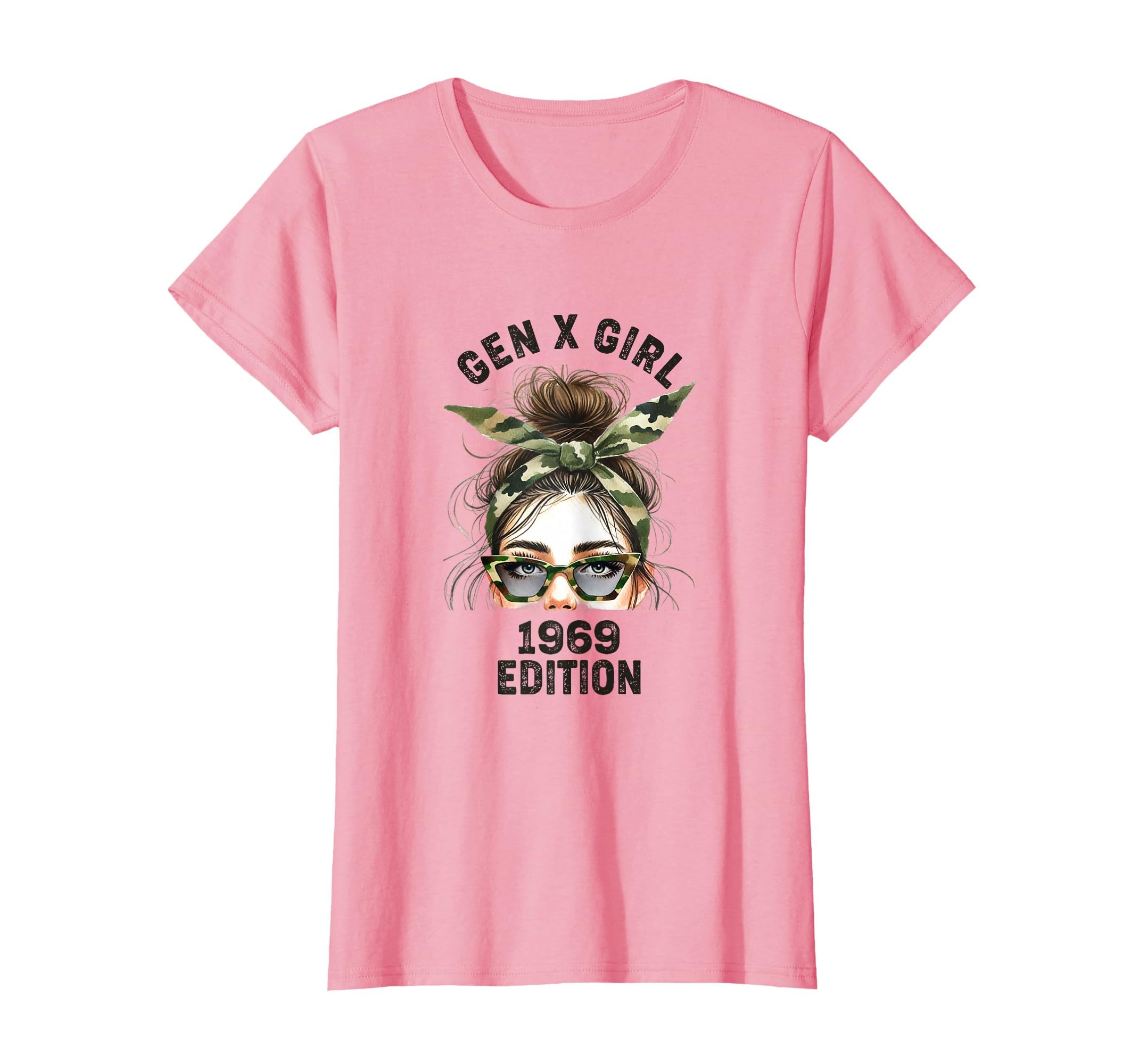 Gen X 1969 Camouflage Headband Messy Bun T-Shirt - Unique Graphic Unisex - T-Shirt, Sweatshirt, Hoodie