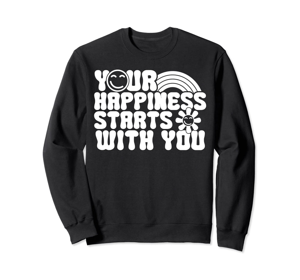 Happiness Boho Rainbow Positive Sweatshirt - Minimalist Print Men Women - T-Shirt, Sweatshirt, Hoodie