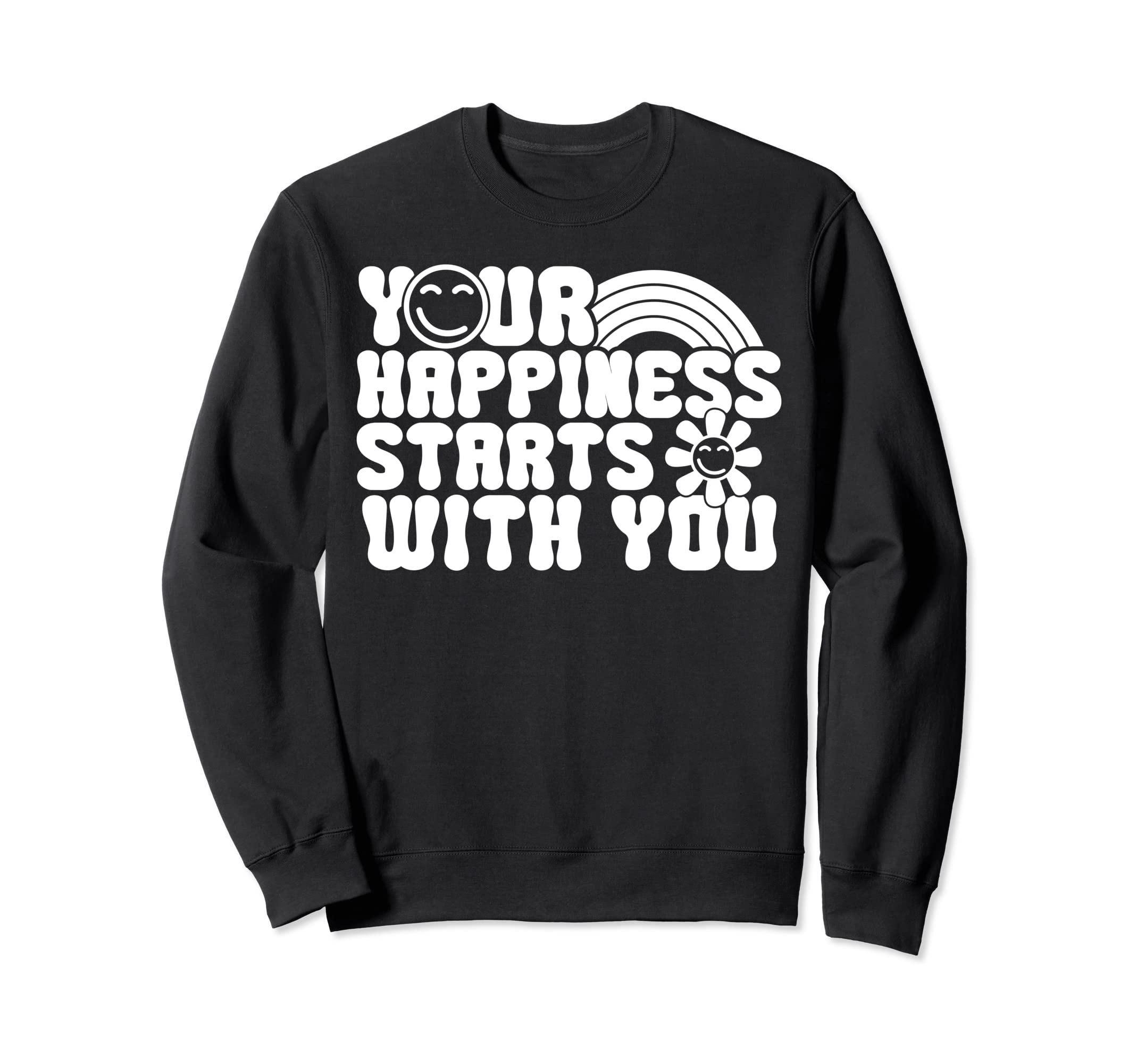 Happiness Boho Rainbow Positive Sweatshirt - Minimalist Print Men Women - T-Shirt, Sweatshirt, Hoodie