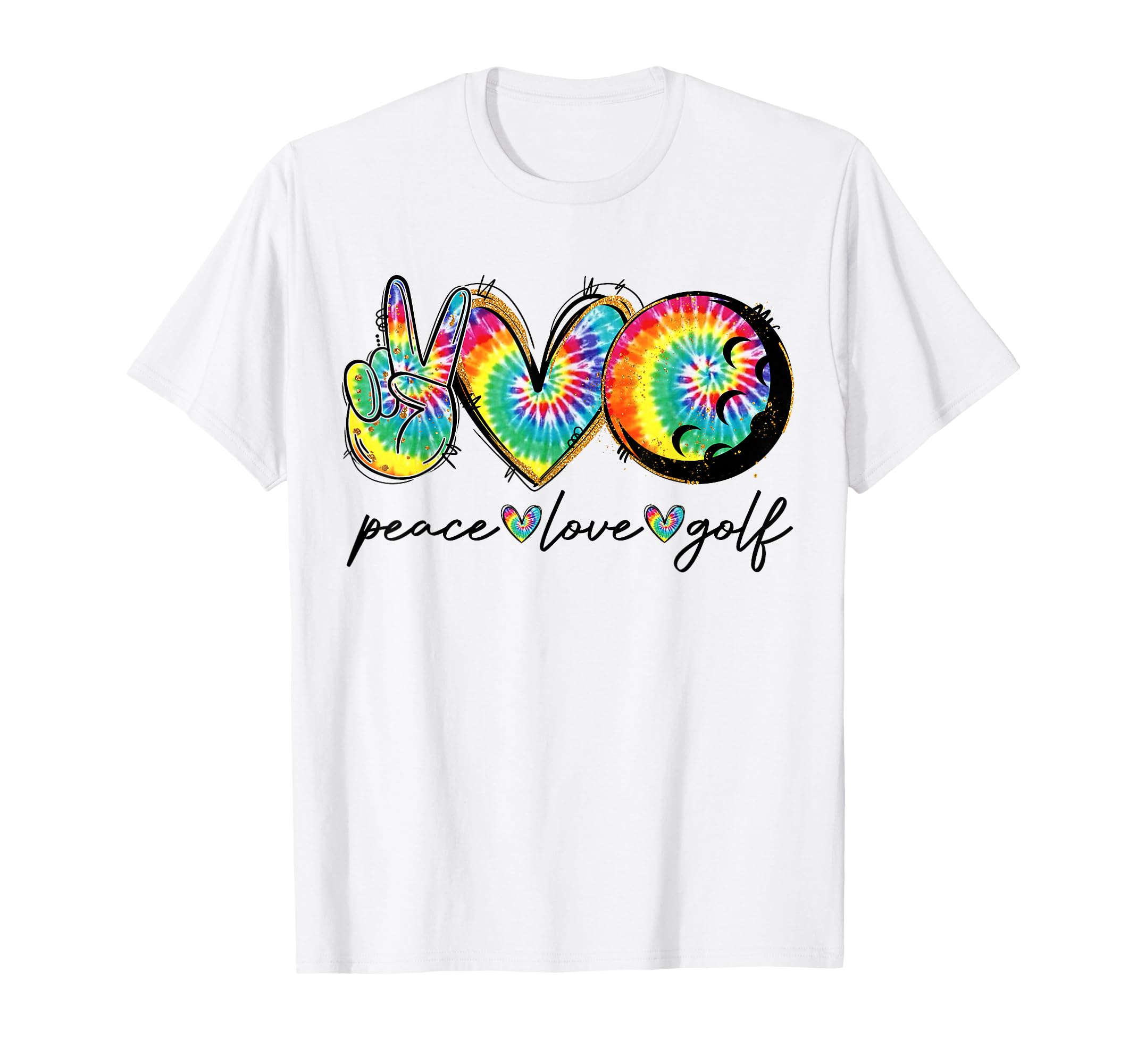 Peace Love Golf Funny Tie Dye Golf T-Shirt - Custom Art Print for Adults - T-Shirt, Sweatshirt, Hoodie