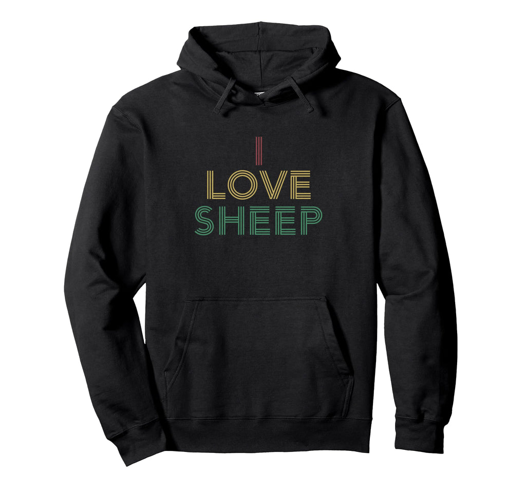 I Love Sheep Distressed 70S Hoodie - Trendy Graphic Men Women - T-Shirt, Sweatshirt, Hoodie