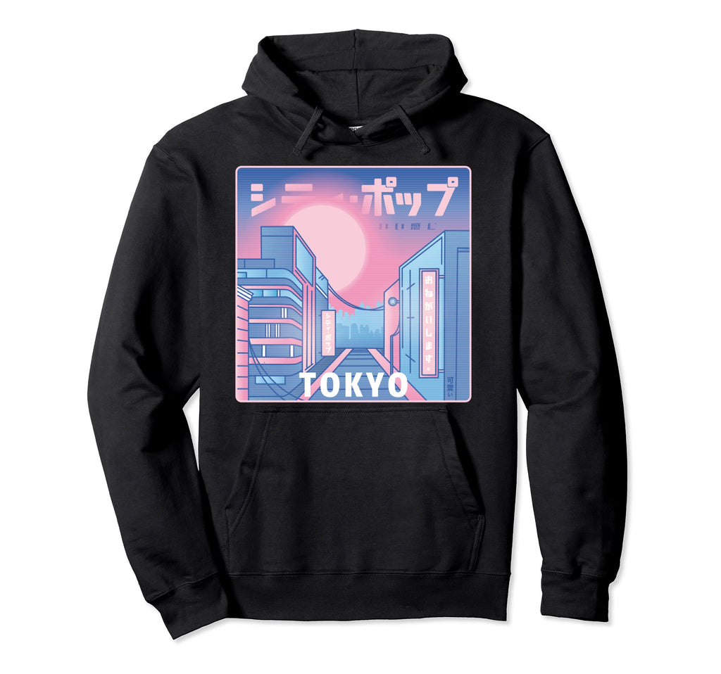 Tokyo City Japan Tokyo Vaporwave Hoodie - Minimalist Print Men Women - T-Shirt, Sweatshirt, Hoodie
