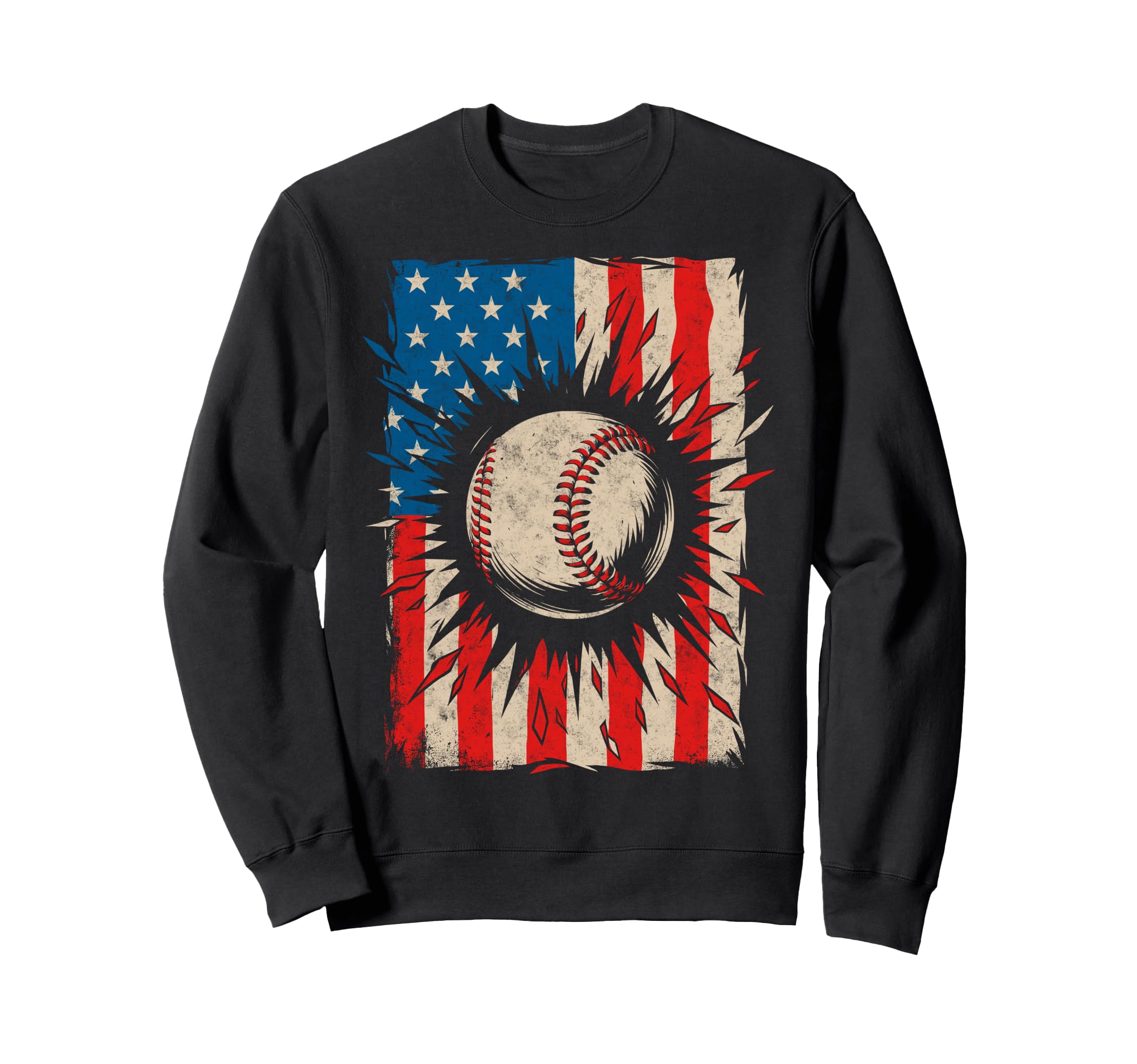 Baseball Us Flag Baseball Sweatshirt - Casual Everyday Wear for Adults - T-Shirt, Sweatshirt, Hoodie