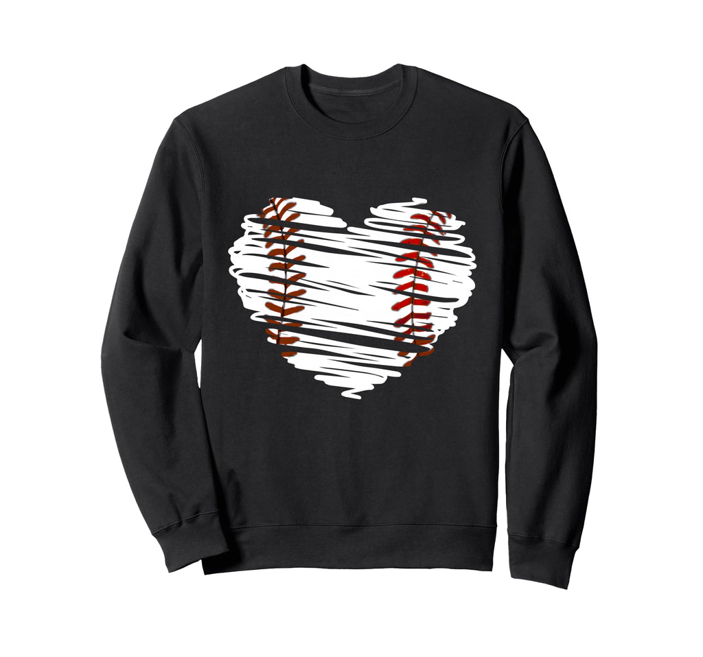 Baseball Love Heart Baseball Sweatshirt - Casual Everyday Wear Men Women - T-Shirt, Sweatshirt, Hoodie