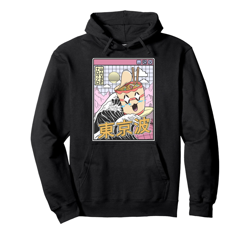 Instant Ramen Noodles Surfing Japanese Hoodie - Aesthetic Graphic Unisex - T-Shirt, Sweatshirt, Hoodie