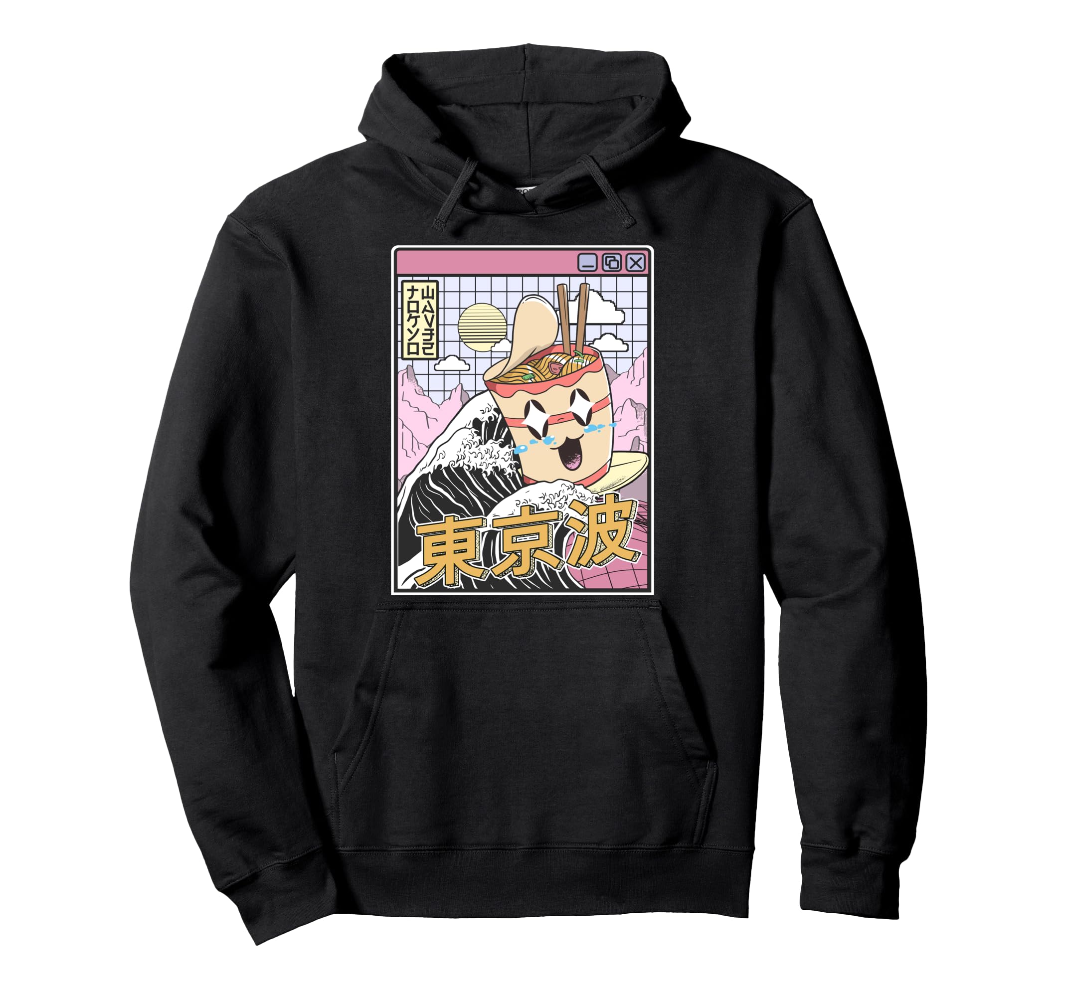Instant Ramen Noodles Surfing Japanese Hoodie - Aesthetic Graphic Unisex - T-Shirt, Sweatshirt, Hoodie