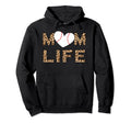 Womens Baseball Life Mom Leopard Heart Hoodie - Graphic Print Men Women - T-Shirt, Sweatshirt, Hoodie