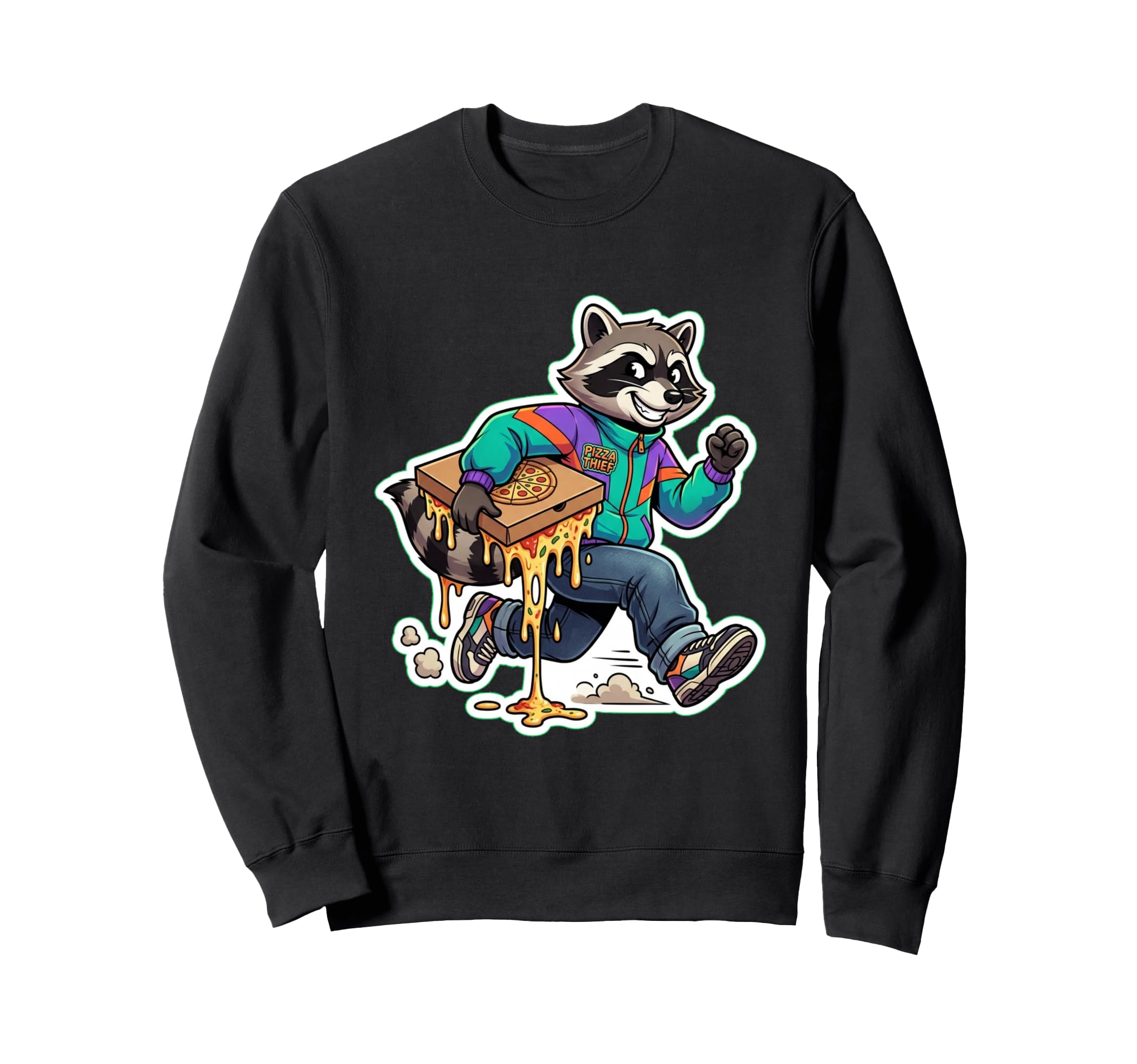 Pizza Thief Raccoon 90S Streetwear Sweatshirt - Fun Novelty Design Unisex - T-Shirt, Sweatshirt, Hoodie