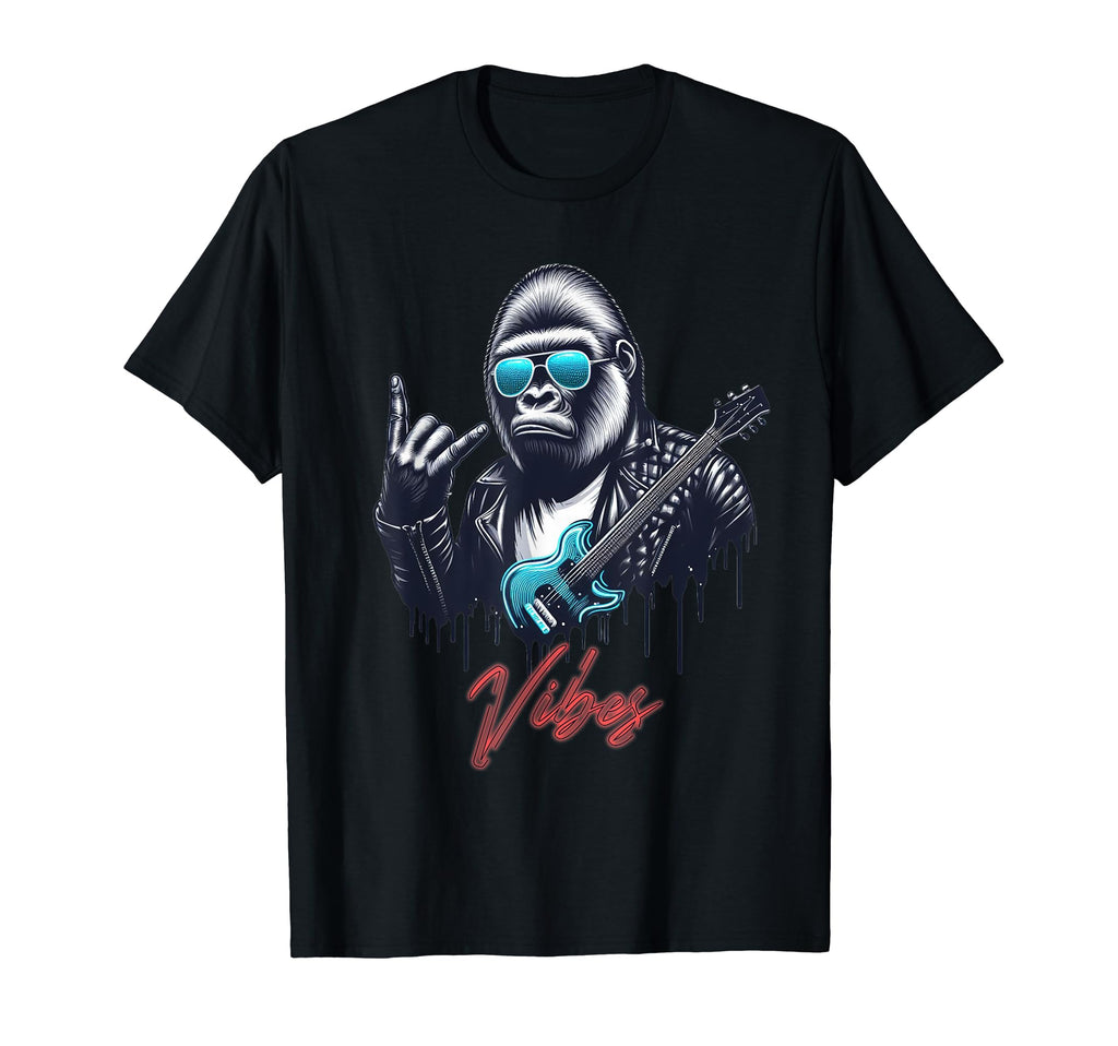 Rock Good Vibes Gorilla T-Shirt - Unique Graphic for Adults - T-Shirt, Sweatshirt, Hoodie