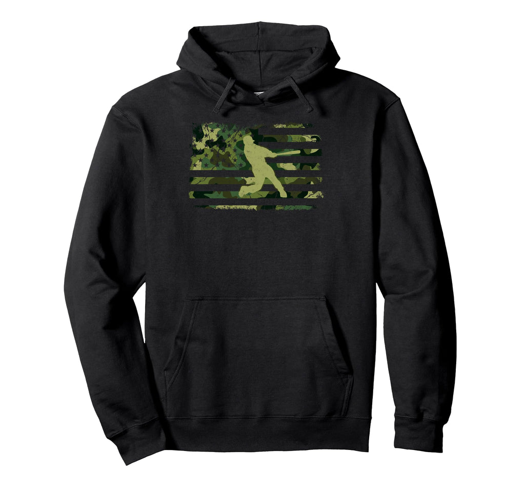 Baseball Us Camouflage Flag Baseball Dad Hoodie - Novelty Apparel Unisex - T-Shirt, Sweatshirt, Hoodie