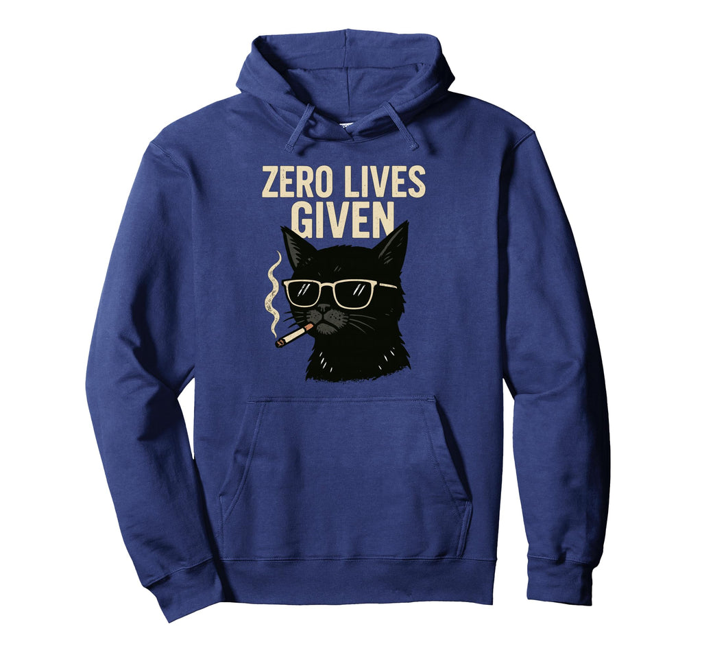 Rebellious Black Cat Smoking Zero Lives Hoodie - Custom Art Print Unisex - T-Shirt, Sweatshirt, Hoodie