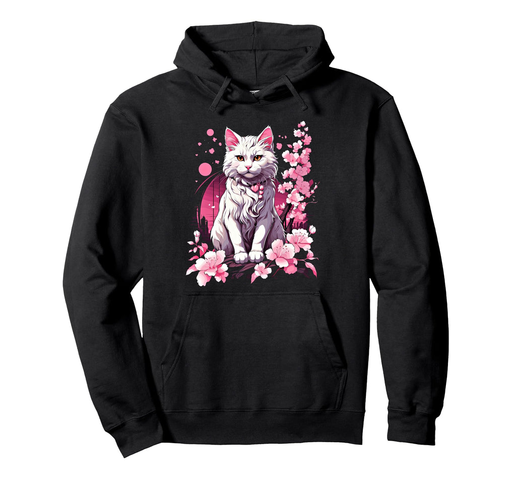 Anime Cat Japanese Vaporwave Aesthetic Hoodie - Trendy Graphic Men Women - T-Shirt, Sweatshirt, Hoodie
