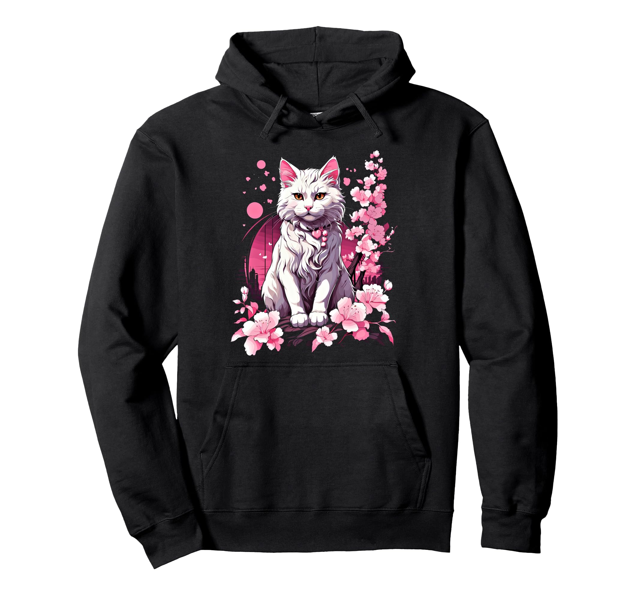 Anime Cat Japanese Vaporwave Aesthetic Hoodie - Trendy Graphic Men Women - T-Shirt, Sweatshirt, Hoodie