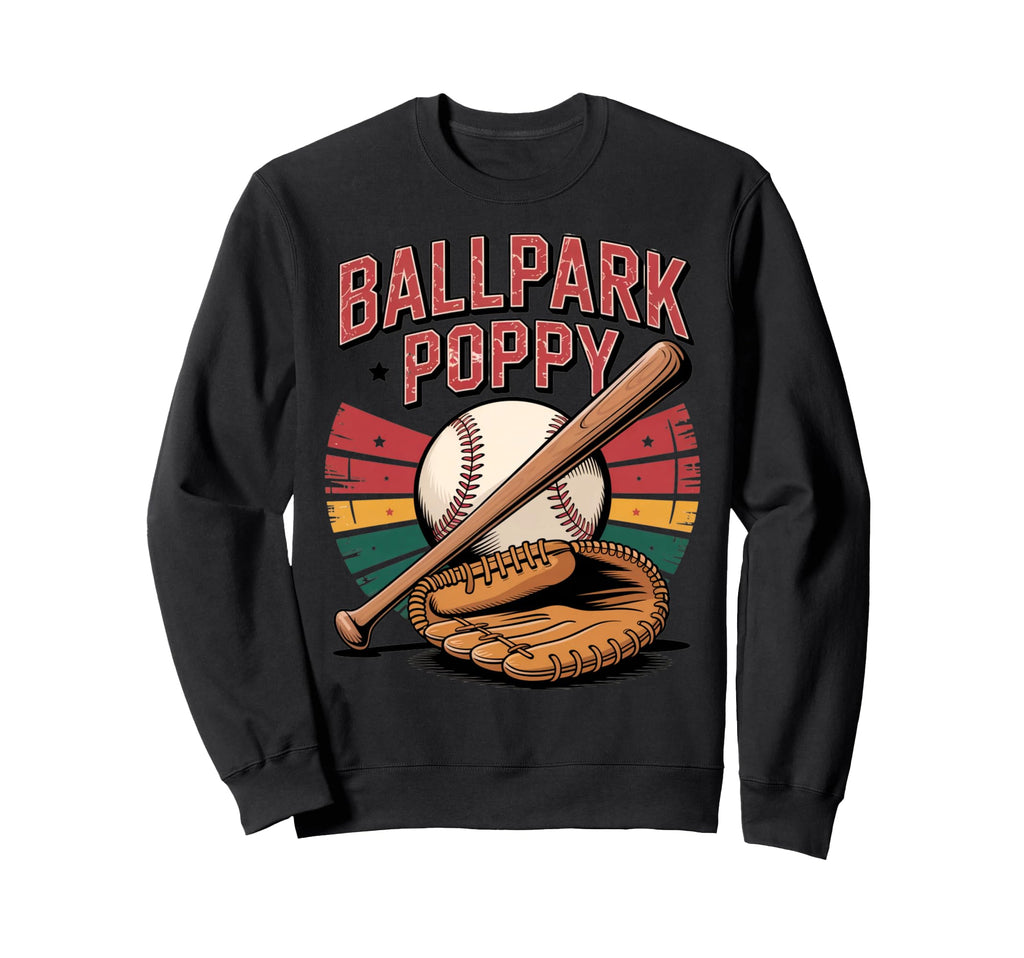 Ballpark Poppy Softball And Sweatshirt - Minimalist Print for Adults - T-Shirt, Sweatshirt, Hoodie