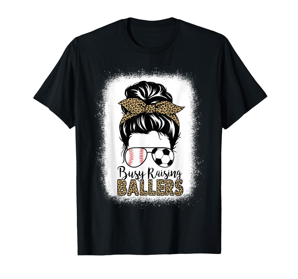 Baseball Soccer Mom Messy Bun Leopard T-Shirt - Unique Graphic for Adults - T-Shirt, Sweatshirt, Hoodie