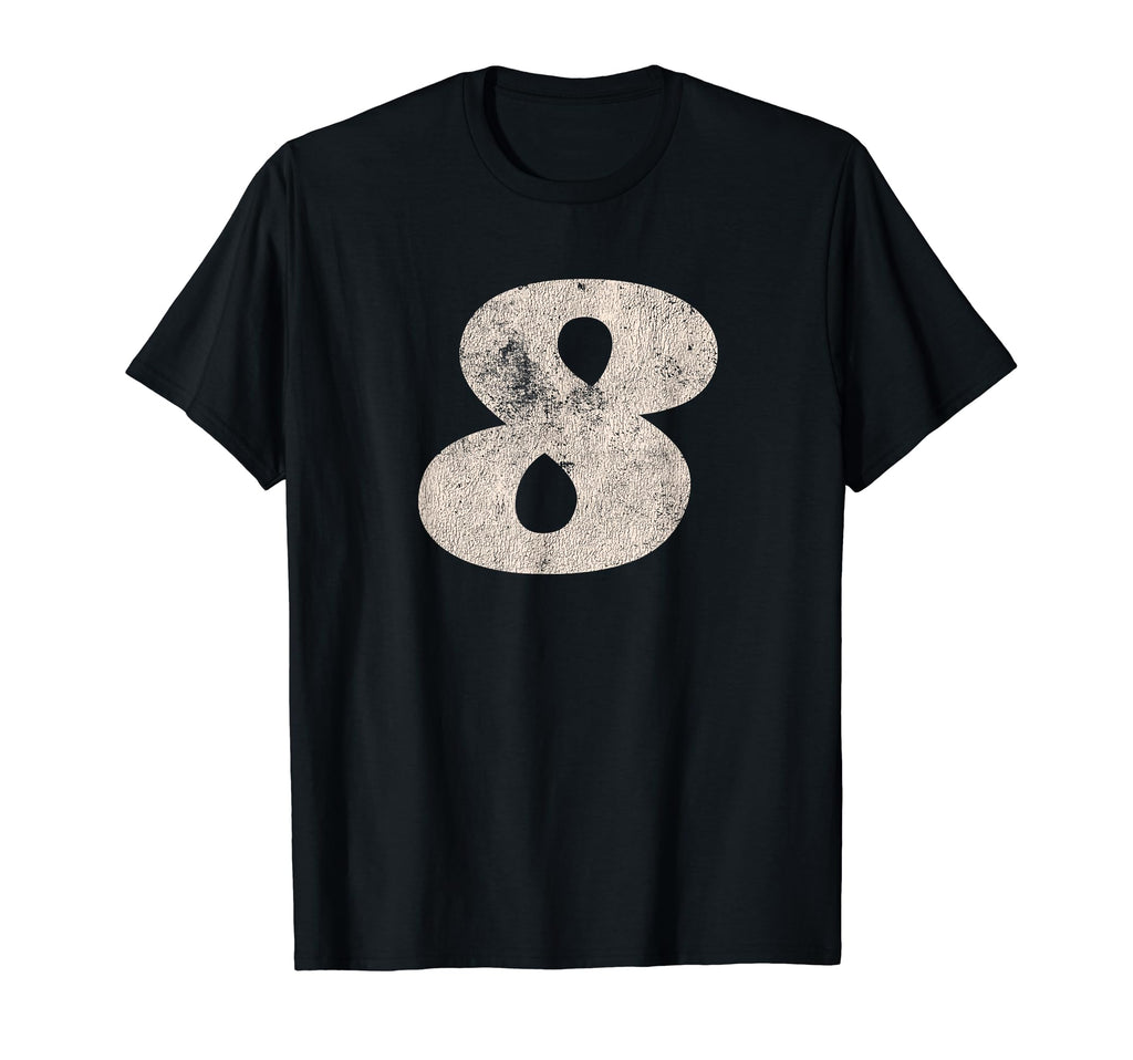 Number 8 Distressed Racing Sports T-Shirt - Fun Novelty Design for Adults - T-Shirt, Sweatshirt, Hoodie