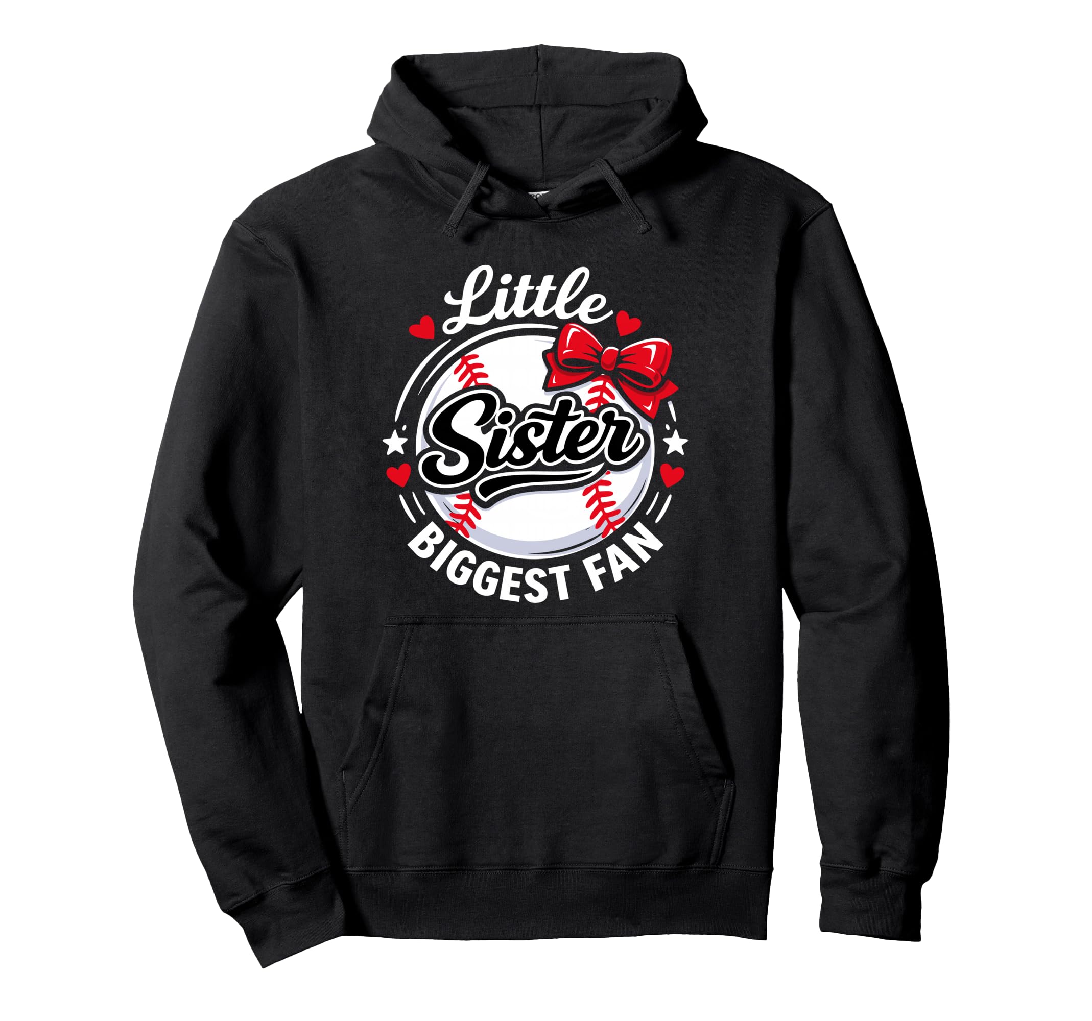 Funny Little Sister Biggest Fan Bow Hoodie - Fun Novelty Design Men Women - T-Shirt, Sweatshirt, Hoodie