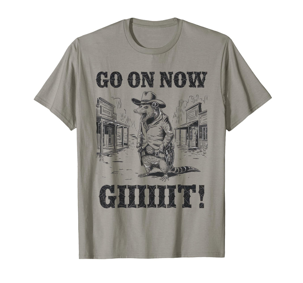 Go Now Git Cowboy Opossum Country T-Shirt - Aesthetic Graphic Unisex - T-Shirt, Sweatshirt, Hoodie