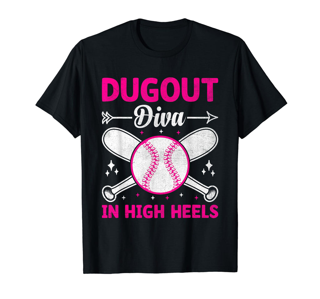 Dugout Diva High Heels Baseball T-Shirt - Aesthetic Graphic for Adults - T-Shirt, Sweatshirt, Hoodie