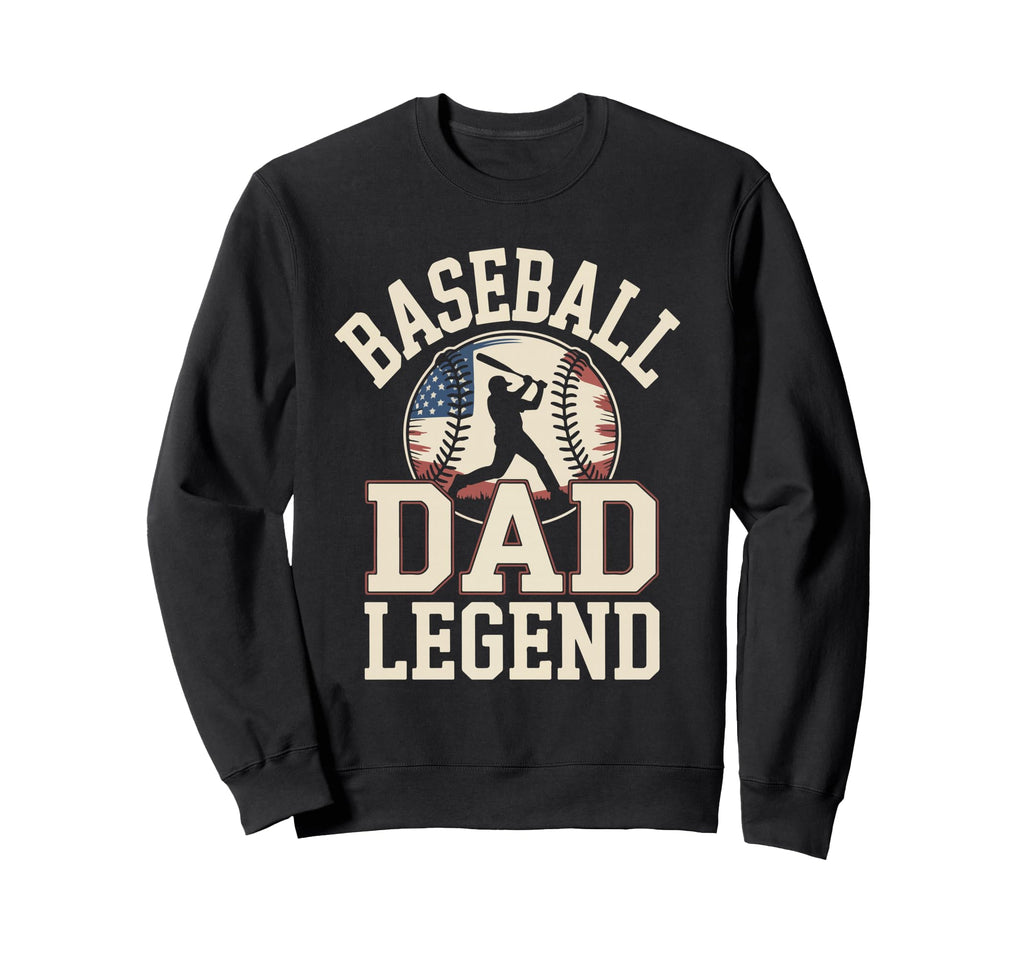 Baseball Dad American Flag Sweatshirt - Custom Art Print Men Women - T-Shirt, Sweatshirt, Hoodie