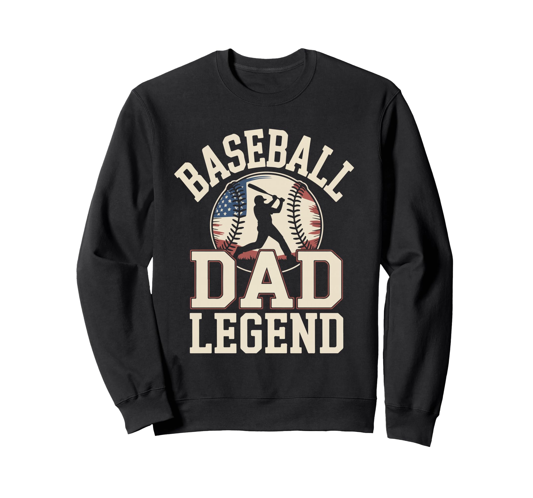 Baseball Dad American Flag Sweatshirt - Custom Art Print Men Women - T-Shirt, Sweatshirt, Hoodie