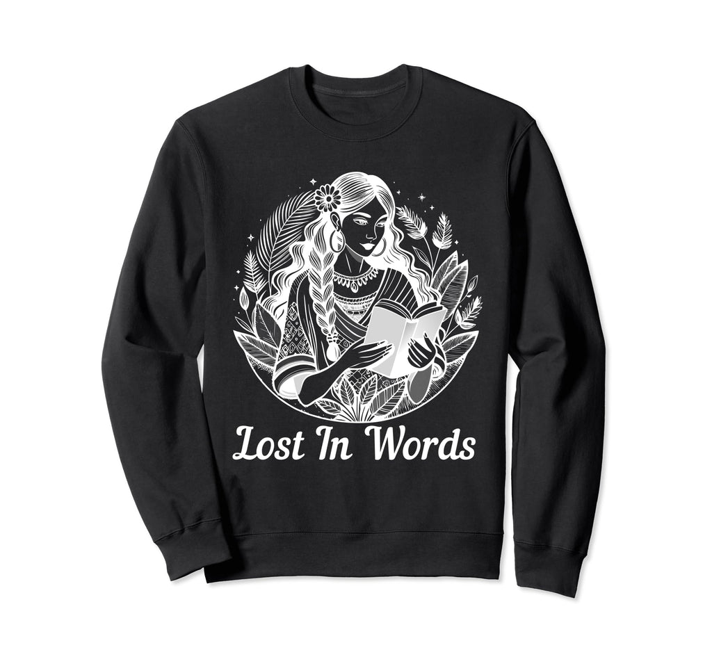 Lost Words Boho Reading Lover Sweatshirt - Unique Graphic Unisex - T-Shirt, Sweatshirt, Hoodie