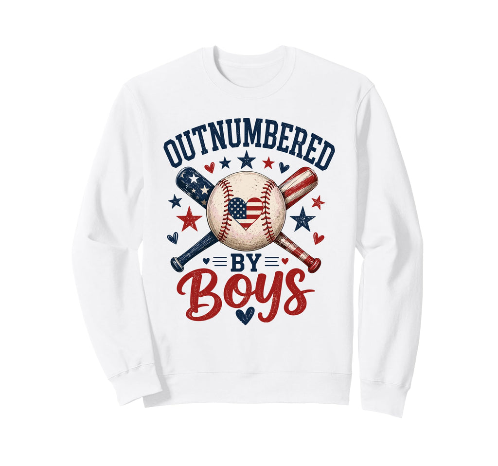 Outnumbered Baseball Mom American Sweatshirt - Custom Art Print Men Women - T-Shirt, Sweatshirt, Hoodie