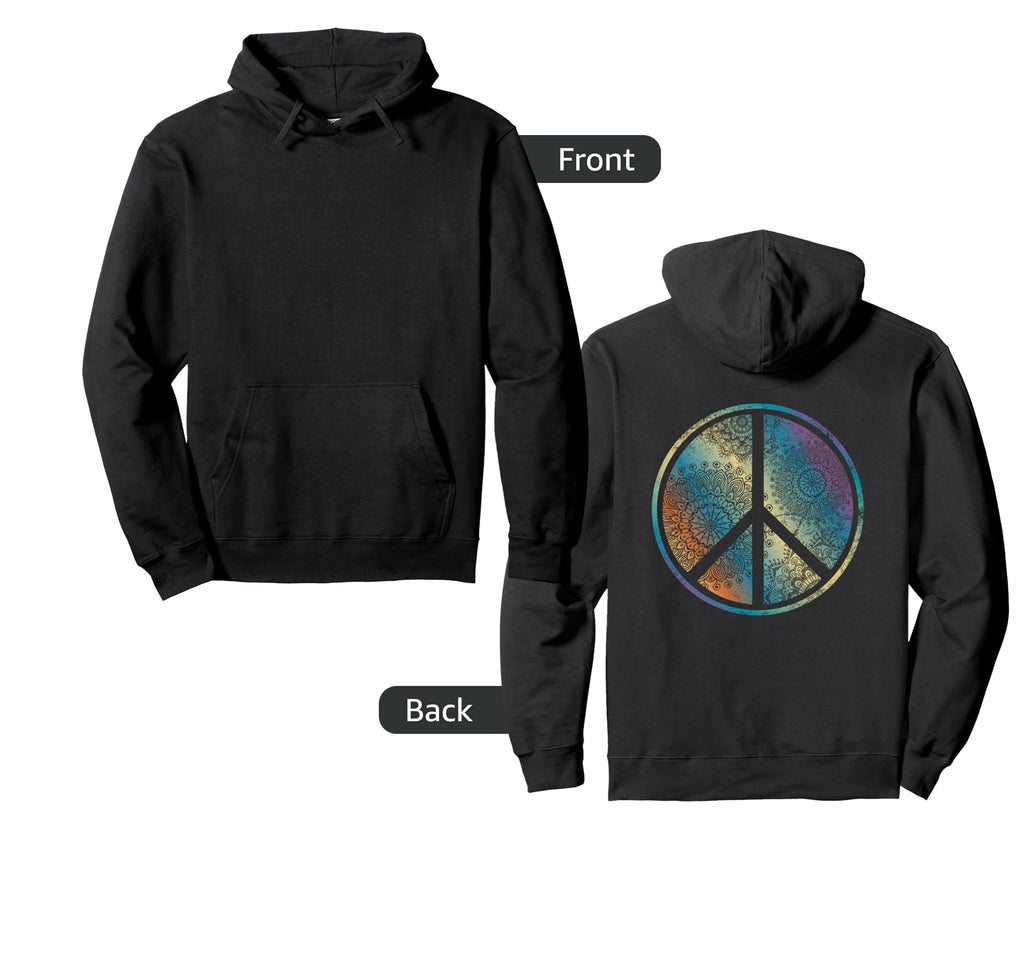Peace Sign Mandala Boho Hippie Neutral Hoodie - Streetwear Style Men Women - T-Shirt, Sweatshirt, Hoodie