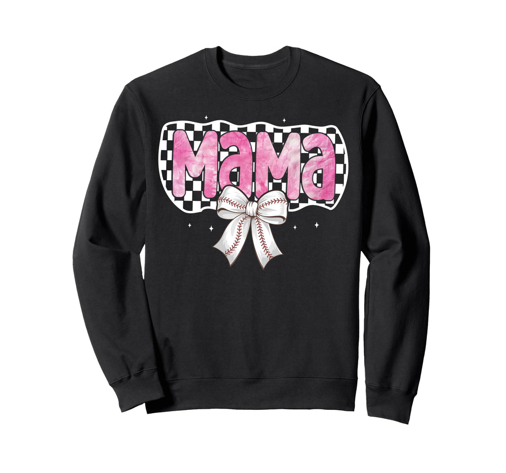 Baseball Mom Coquette Bow Sweatshirt - Casual Everyday Wear Unisex - T-Shirt, Sweatshirt, Hoodie