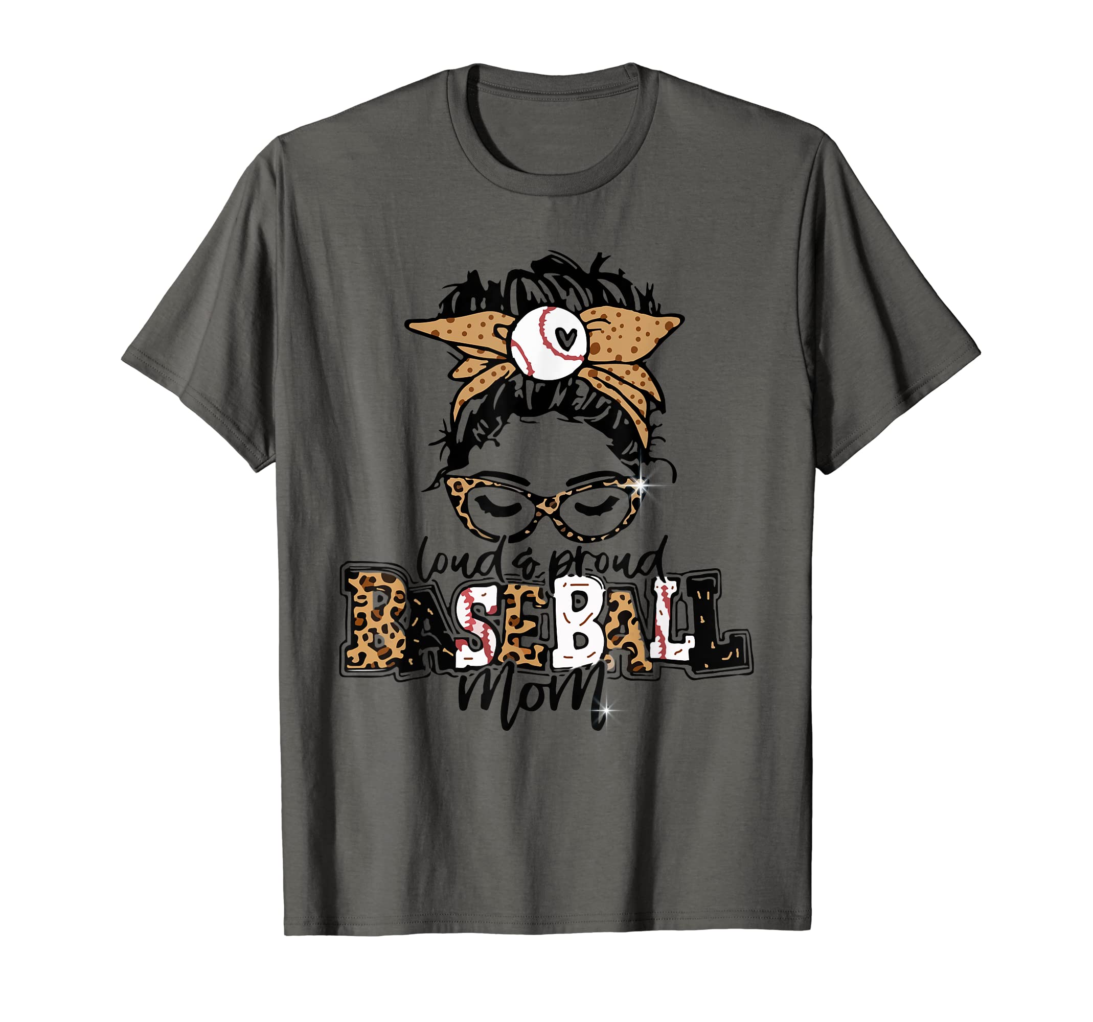 Loud Proud Baseball Mom Messy Bun T-Shirt - Minimalist Print for Adults - T-Shirt, Sweatshirt, Hoodie