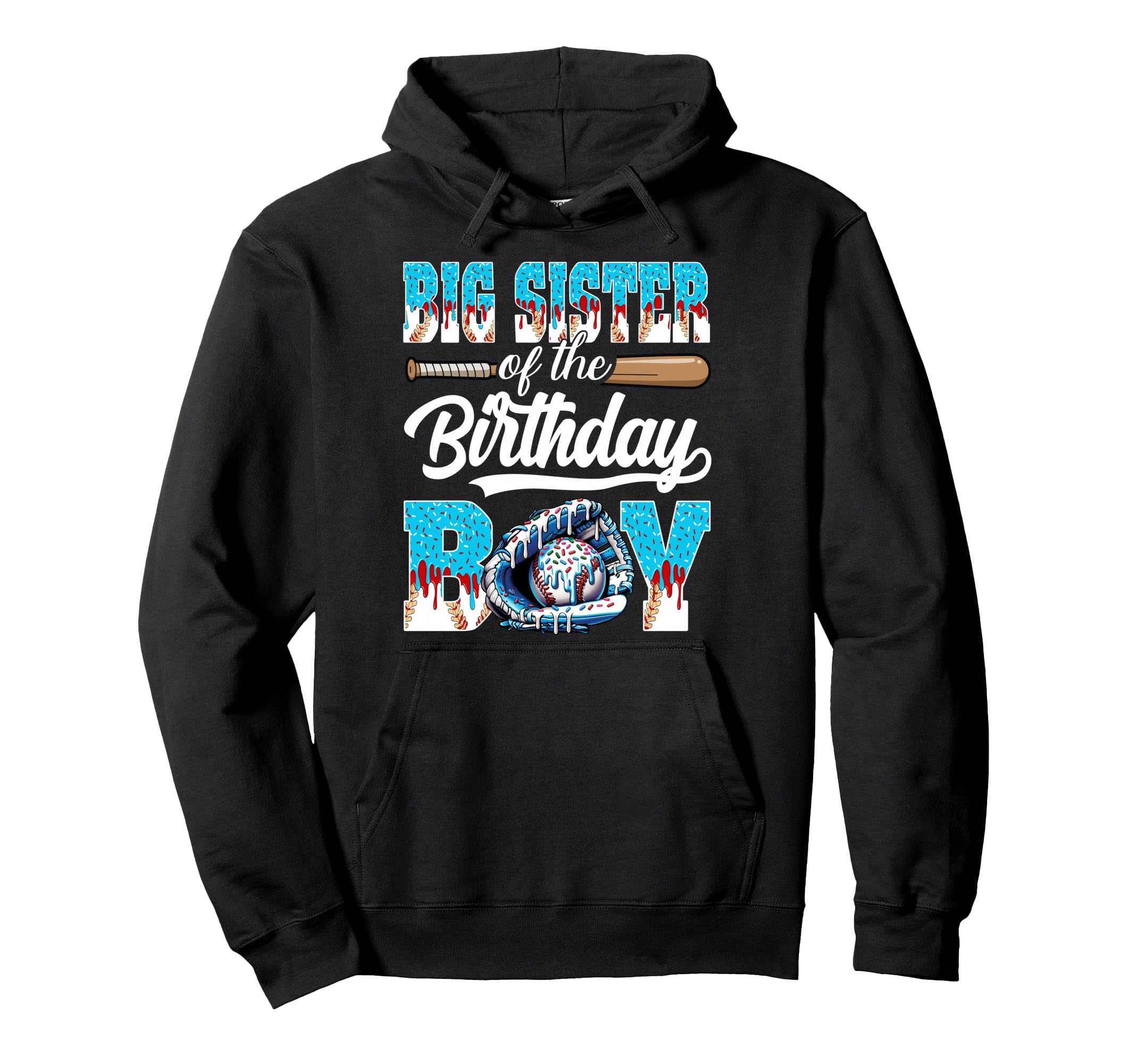 Big Sister Birthday Baseball Ice Cream Hoodie - Graphic Print for Adults - T-Shirt, Sweatshirt, Hoodie