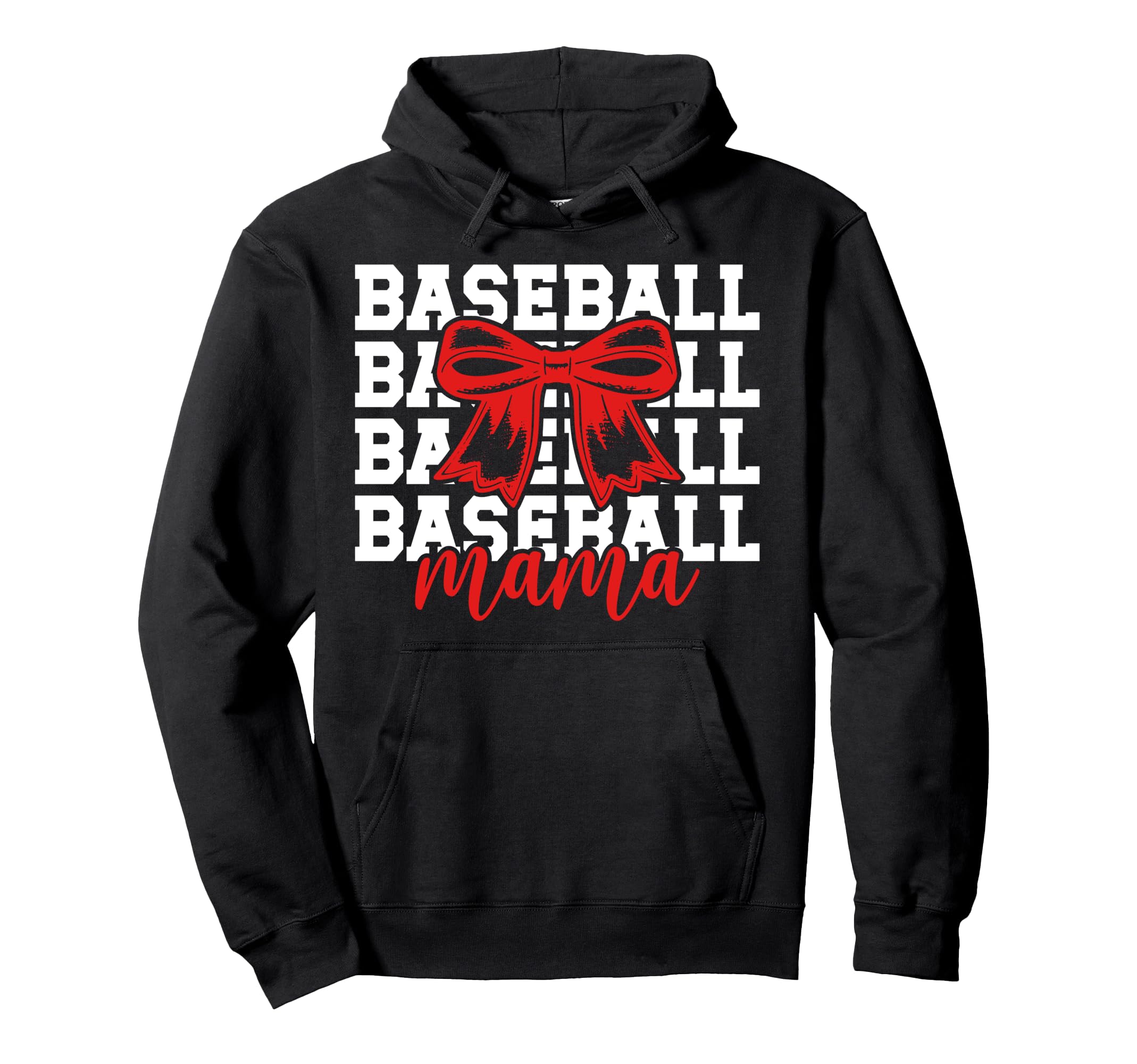 Baseball Mama Bow Baseball Mom Baseball Hoodie - Trendy Graphic Men Women - T-Shirt, Sweatshirt, Hoodie