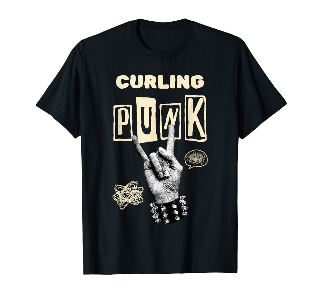 Curling Punk Rock Roll Band Music T-Shirt - Novelty Apparel for Adults - T-Shirt, Sweatshirt, Hoodie