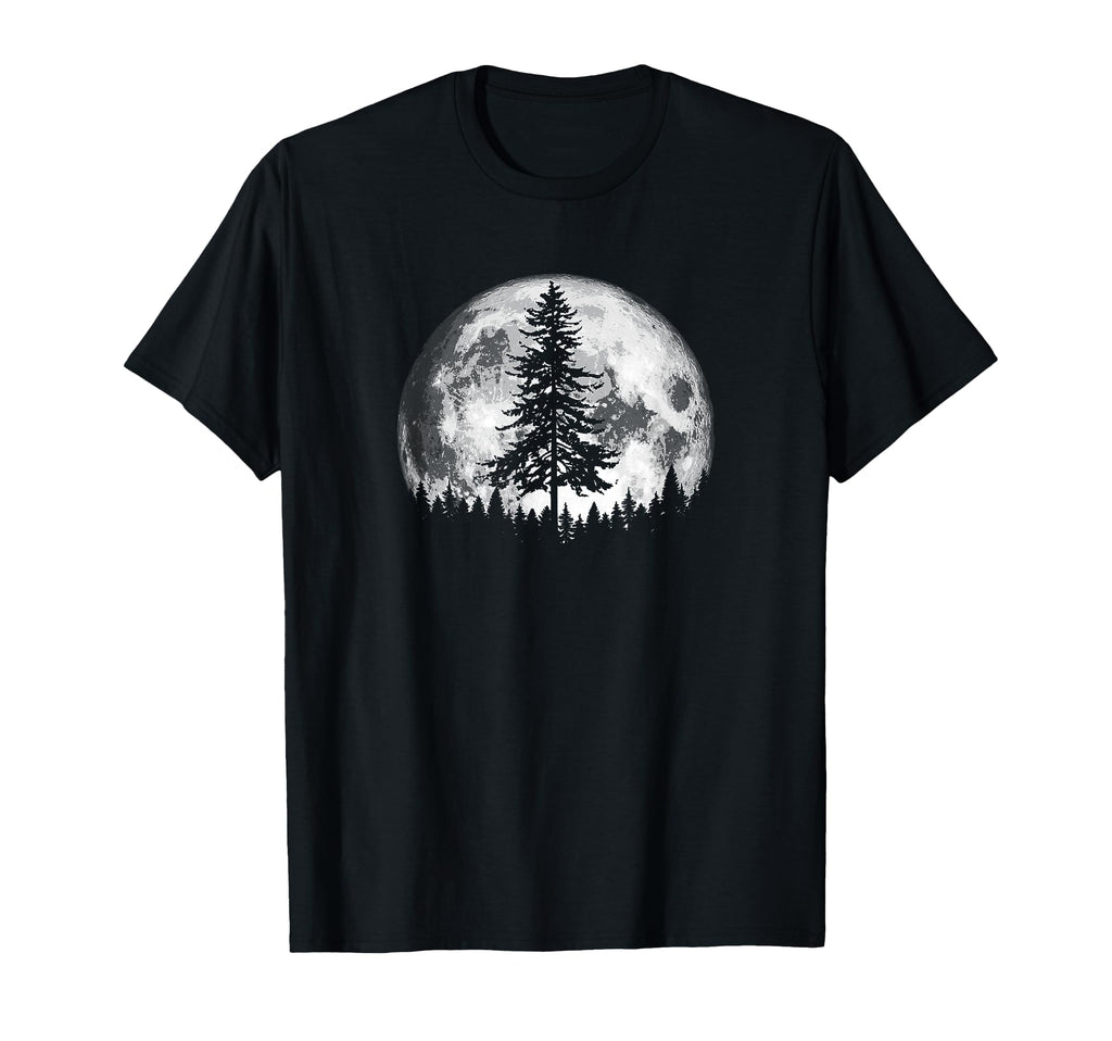 Full Moon Minimalist Pine Tree T-Shirt - Aesthetic Graphic Unisex - T-Shirt, Sweatshirt, Hoodie
