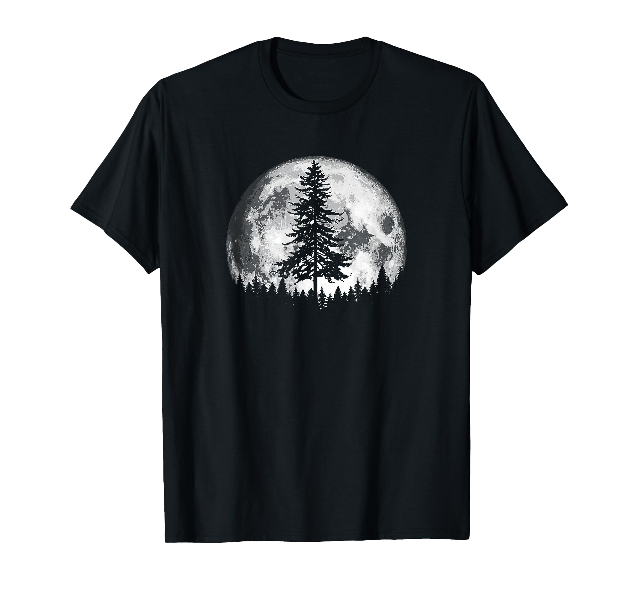 Full Moon Minimalist Pine Tree T-Shirt - Aesthetic Graphic Unisex - T-Shirt, Sweatshirt, Hoodie